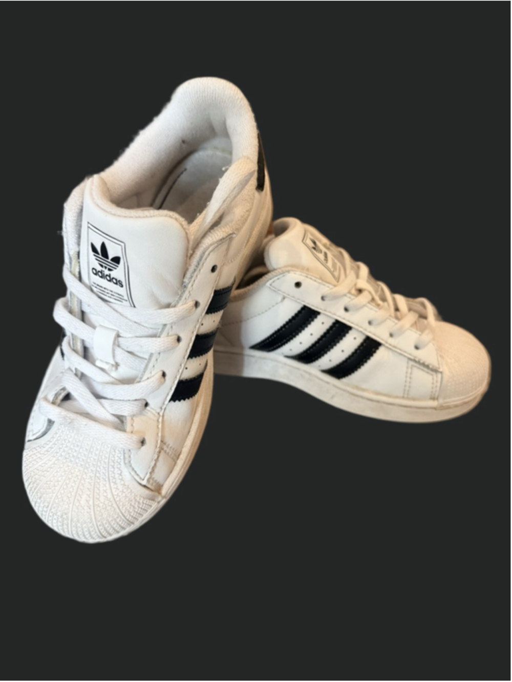 Girls Adidas Superstar Sneakers White Black Size 1